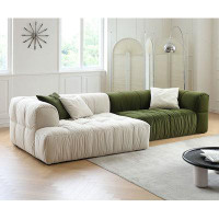 Crafts Design Trade 2 - Piece Green+White Upholstered Sectional