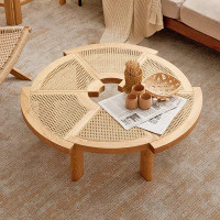 Fortuna Femme 55.12" Burlywood Solid Wood Free form Coffee Table