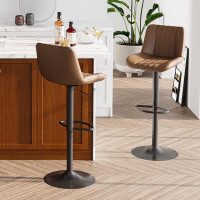 walsunny Swivel Bar Stools Set, Barstools Counter Height With Shell Shaped Backrest, Adjustable Moder Stools Pu Leather
