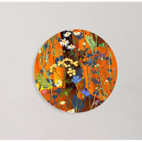 UniQstiQ Herbes colorées et fleurs sur fond sombre avec cercles en acrylique