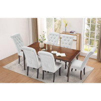 Red Barrel Studio 6 Piece Dining Table Set Wood Dinette Table And 6 Upholstered Chairs And A Bench With Cushion, Farmhou