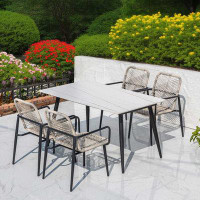 Corrigan Studio Outdoor Tables And Chairs Nordic Style Leisure Simple Rattan Braided Rope Tables And Chairs Courtyard Ba