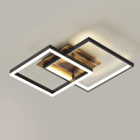 Ivy Bronx Boydton 18.5" Square Wooden LED Flush Mount with Remote Control