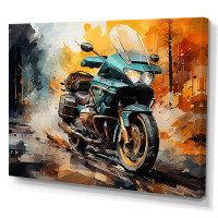 Design Art Watercolor Motocycle Path - Motorcycle Canvas Wall Art