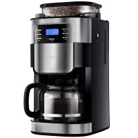 220V Coffee Maker Programmable 12 Cup Capacity Automatic Drip Glass Carafe LCD Display Stainless Steel 029033