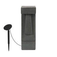 Luxen Home Grey Low Voltage Solar Powered Integrated LED Cement Bollard Light