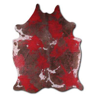 Foundry Select Biosteans Tie Dye HAIR ON Cowhide Rug  DISTRESSED RED