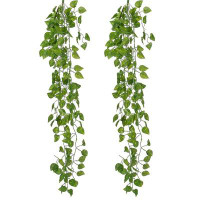 Primrue 2 Pcs Artificial Hanging Plants 37 inch Fake Vine Plants for Indoor Outdoor Home Decor