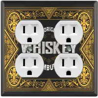 WorldAcc Metal Light Switch Plate Outlet Cover (Vintage The Original Whiskey Yellow Frame Border Black - Single Toggle)