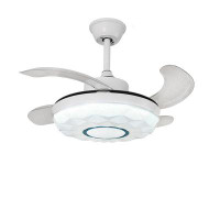 Wrought Studio Retractable Ceiling Fan Light And Bluetooth Speaker Fandelier With Remote Control