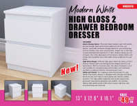 NEW MODERN WHITE HIGH GLOSS 2 DRAWER BEDROOM DRESSER HHDCO15