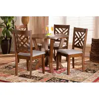 Red Barrel Studio Lefancy Grey Fabric Upholstered and Walnut Brown Finished Wood 5-Piece Dining Set