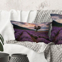 East Urban Home Rectangle,Lavender Field At Dawn III - Farmhouse Printed Throw Pillow