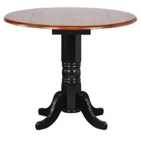 Darby Home Co Lobelville Counter Height Drop Leaf Rubberwood Solid Wood Pedestal Dining Table
