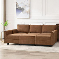 Latitude Run® Velvet Sectional Sofa Bed With Storage