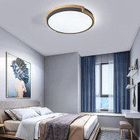 Ebern Designs 18W Round Shape Flush Mount Ceiling Light Fixtures 6500K Cool Light For Bedroom Living Room Kitchen Black