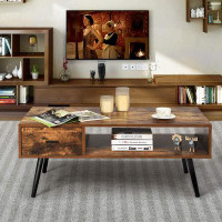 George Oliver Rustic Brown Mid Century Modern Coffee Table - Ample Storage, Selected Materials, Stylish Design
