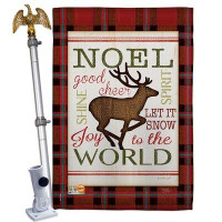 Breeze Decor Cheer To Reindeer - Impressions Decorative Aluminum Pole & Bracket House Flag Set HS114182-BO-02
