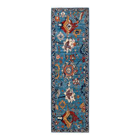 Isabelline Alanya One-of-a-Kind Hand-Knotted Traditional Tribal Serapi Orange/Yellow/Blue Area Rug