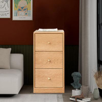 Latitude Run® Minimalist Farmhouse Style Wooden Accent Storage Cabinet With Three Drawers, For Indoor Use