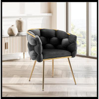Ebern Designs velvet single sofa chair bedroom lazy person household dresser stool manicure table back chair
