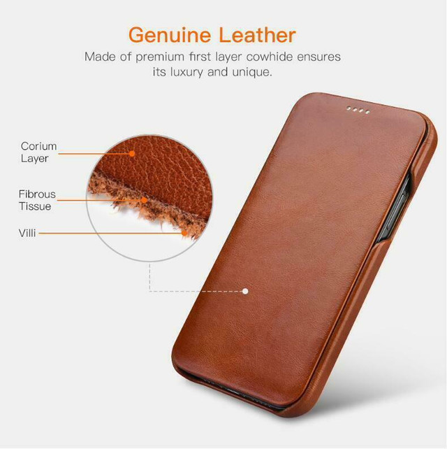 iPHONE 12/12 pro , 12 pro Max.Genuine Leather CASES And its Magnetic close . 4 Colours Available in Cell Phone Accessories in City of Montréal - Image 3