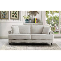 Charlton Home Upholstered Sofas 2 Seater Couches with Nails and Armrests