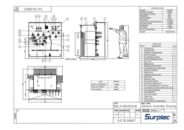 SURPLEC 1250 kVA Pad Mount Transformer, 25000 Pri. volts, 240 Sec. volts dans Autre - Image 2