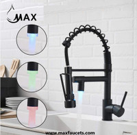 Pre-Rinse Kitchen Faucet Hands Free Pull-Down Flexible With Separate Pot Filler Spout and LED Light 19 Matte Black Fini