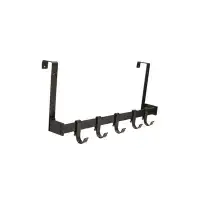 17 Stories 17 Stories 18” Rustic Style Over The Door Hook Rack With 5 Movable Hooks – Black