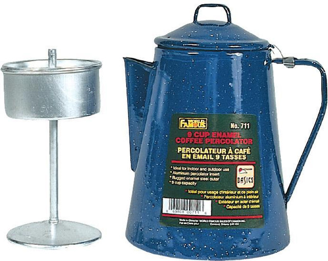 World Famous Enamel 9-Cup Coffee Percolator in Fishing, Camping & Outdoors in Ontario