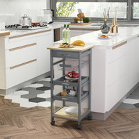 Kitchen Cart 14.6" x 14.6" x 32.3" Grey