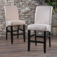 Wildon Home® Set of 2 Modern Upholstered Counter Stools with Nailhead Trim: Stylish and Contemporary Seating