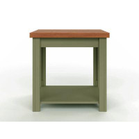 Latitude Run® Bridgevine Home Quinte 24 Inch Side Table, No Assembly Required, Sage Green And Fruitwood Finish