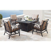 Canora Grey Mccomas 5 Piece Outdoor Conversation Set with Cushions and Firepit