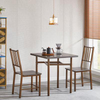 Mercer41 Square Wooden Dining Set with 4-Leg Table and 2 Metal Chairs