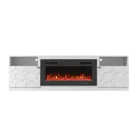 Lark Manor Araneli 70.08'' W Storage Credenza with Electric Fireplace Included