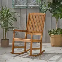 Highland Dunes Outdoor Mccomb Rocking Solid Wood Chair