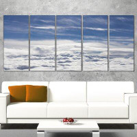 Design Art Flight over Bright Clouds 5 Piece Wall Art on Wrapped Canvas Set