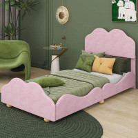 Winston Porter Pelaga Upholstered Platform Bed With Cloud Shaped Bed Board
