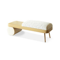 Everly Quinn 62.99" Pale Yellow Upholstered Bench