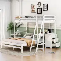 Harriet Bee Twin Over Full Bunk Bed With Built-In Desk And Three Drawers