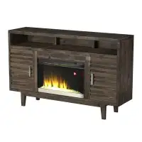 The Twillery Co. Hampden 61 Inch Electric Fireplace TV Console for TVs up to 70 inches, Charcoal-Brown Finish