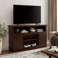 Winston Porter Traditional TV Media Stand Farmhouse Rustic Entertainment Console For TV Up To 65" With Open And Closed S
