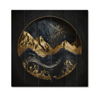 Loon Peak Couthran Gold Frosted River And Mountain II On Wood Print