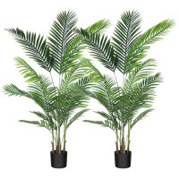 Primrue Adcock 2 - Piece Artificial Palm Tree in Pot Set, Faux Plant, Fake Tree for Home Decor