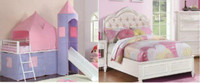 Coaster 460279 Princess Twin Loft Bed or Caroline Full Size Bed With Diamond Tufted Headboard (with or without storage)
