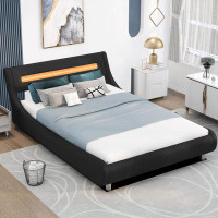 Ivy Bronx Low Profile Upholstered Platform Bed With LED Headboard