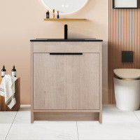 Latitude Run® 30 Inch Freestanding Bathroom Vanity With Black Ceramic Sink