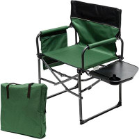 Arlmont & Co. Camping Directors Chair, Heavy Duty,Oversized Portable Folding Chair with Side Table